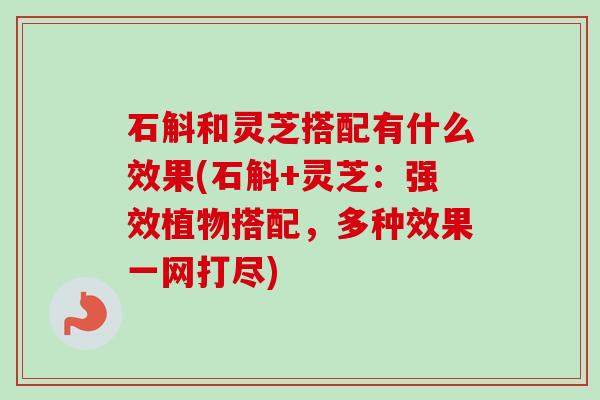石斛和灵芝搭配有什么效果(石斛+灵芝：强效植物搭配，多种效果一网打尽)