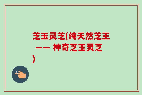 芝玉灵芝(纯天然芝王 —— 神奇芝玉灵芝)