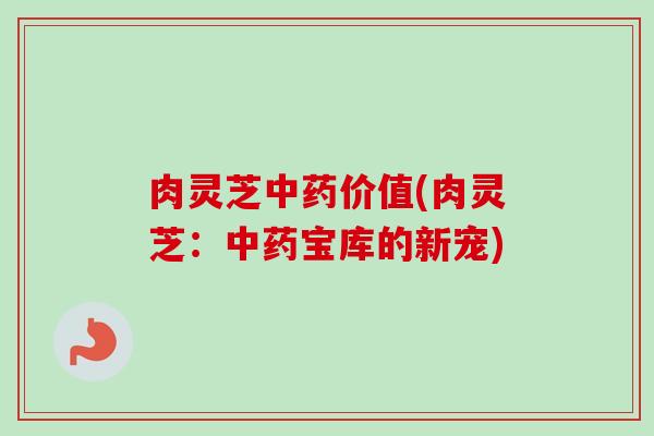 肉灵芝中药价值(肉灵芝：中药宝库的新宠)