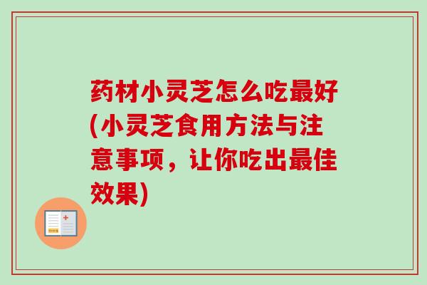 药材小灵芝怎么吃最好(小灵芝食用方法与注意事项，让你吃出最佳效果)