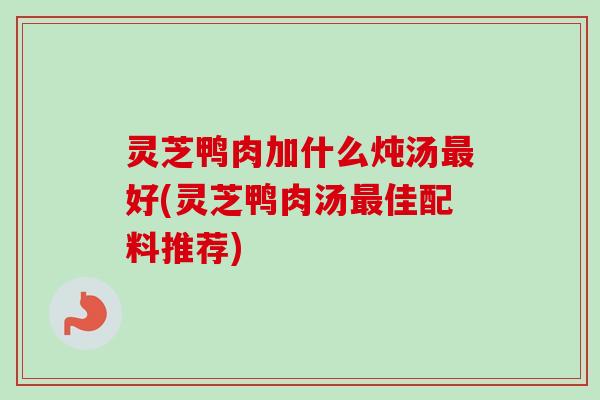 灵芝鸭肉加什么炖汤最好(灵芝鸭肉汤最佳配料推荐)