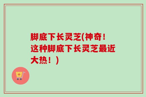 脚底下长灵芝(神奇！这种脚底下长灵芝最近大热！)