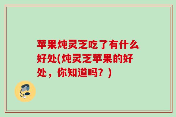 苹果炖灵芝吃了有什么好处(炖灵芝苹果的好处，你知道吗？)