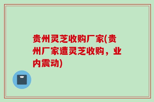 贵州灵芝收购厂家(贵州厂家遭灵芝收购，业内震动)
