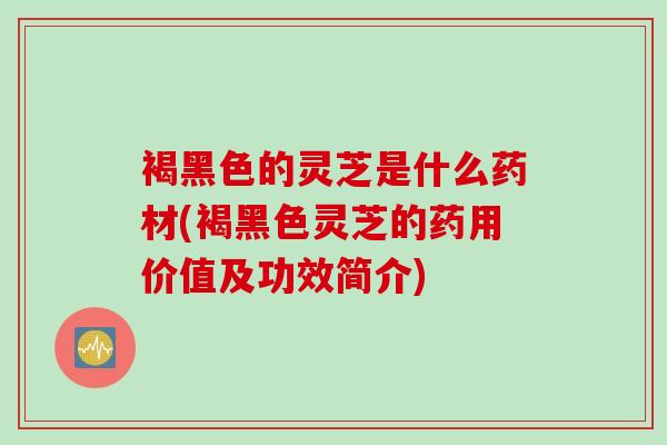 褐黑色的灵芝是什么药材(褐黑色灵芝的药用价值及功效简介)