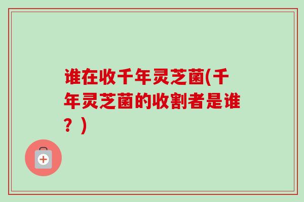 谁在收千年灵芝菌(千年灵芝菌的收割者是谁？)