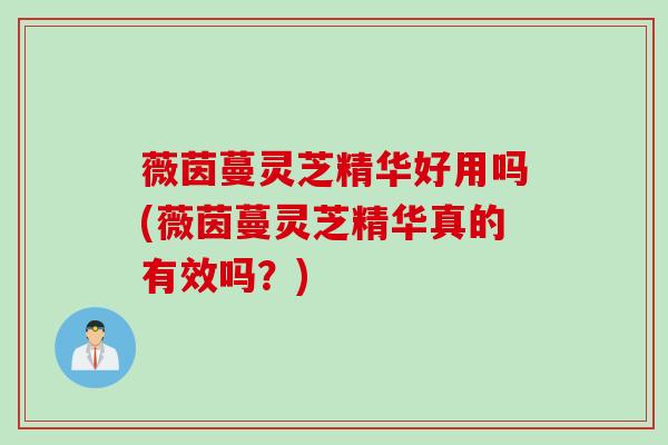 薇茵蔓灵芝精华好用吗(薇茵蔓灵芝精华真的有效吗？)