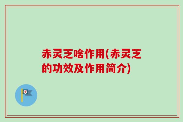 赤灵芝啥作用(赤灵芝的功效及作用简介)