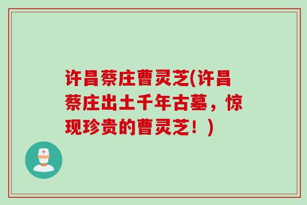 许昌蔡庄曹灵芝(许昌蔡庄出土千年古墓,惊现珍贵的曹灵芝!) 许昌蔡庄曹灵芝(许昌蔡庄出土千年古墓,惊现珍贵的曹灵芝!)
