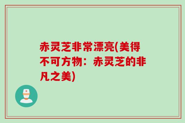 赤灵芝非常漂亮(美得不可方物:赤灵芝的非凡之美) 赤灵芝非常漂亮(美得不可方物:赤灵芝的非凡之美)