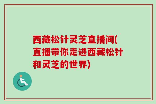 西藏松针灵芝直播间(直播带你走进西藏松针和灵芝的世界) 西藏松针灵芝直播间(直播带你走进西藏松针和灵芝的世界)