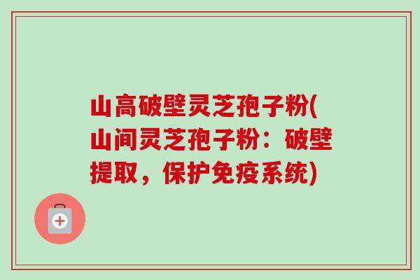 山高破壁灵芝孢子粉(山间灵芝孢子粉：破壁提取，保护免疫系统)