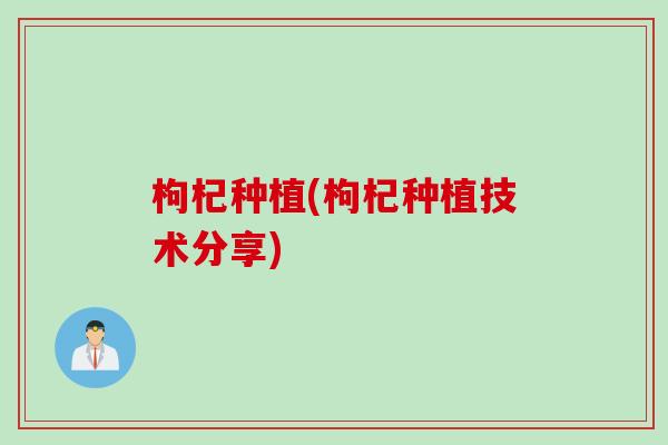 枸杞种植(枸杞种植技术分享)