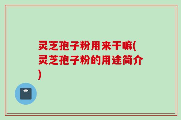 灵芝孢子粉用来干嘛(灵芝孢子粉的用途简介)