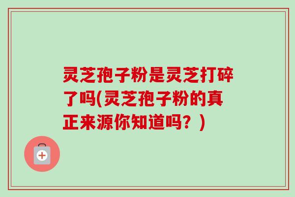 灵芝孢子粉是灵芝打碎了吗(灵芝孢子粉的真正来源你知道吗？)