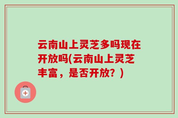 云南山上灵芝多吗现在开放吗(云南山上灵芝丰富，是否开放？)