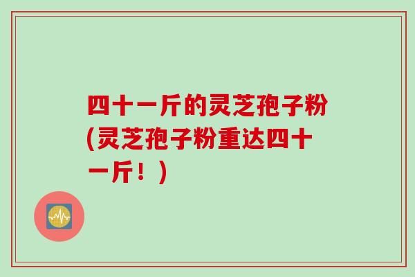 四十一斤的灵芝孢子粉(灵芝孢子粉重达四十一斤！)