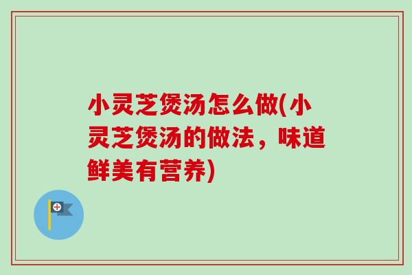 小灵芝煲汤怎么做(小灵芝煲汤的做法，味道鲜美有营养)