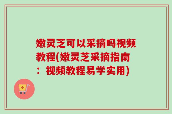嫩灵芝可以采摘吗视频教程(嫩灵芝采摘指南：视频教程易学实用)