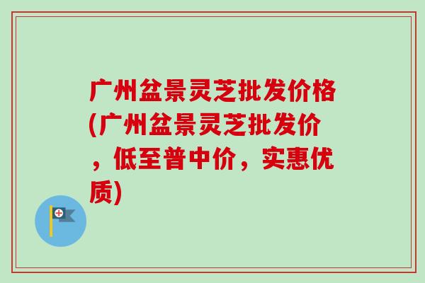 广州盆景灵芝批发价格(广州盆景灵芝批发价，低至普中价，实惠优质)