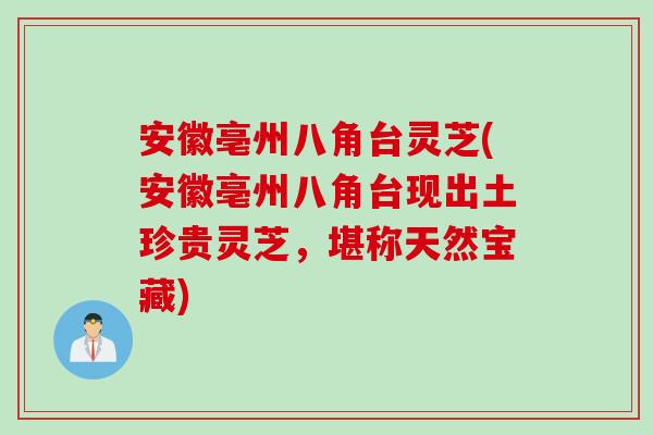 安徽亳州八角台灵芝(安徽亳州八角台现出土珍贵灵芝，堪称天然宝藏)