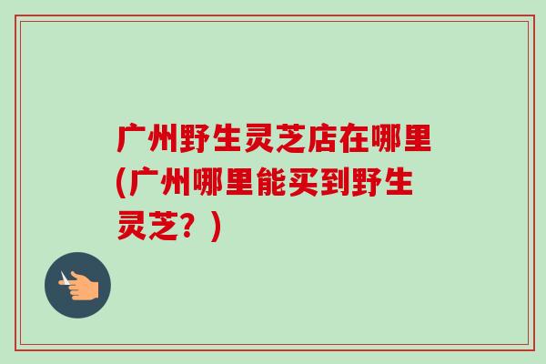 广州野生灵芝店在哪里(广州哪里能买到野生灵芝？)