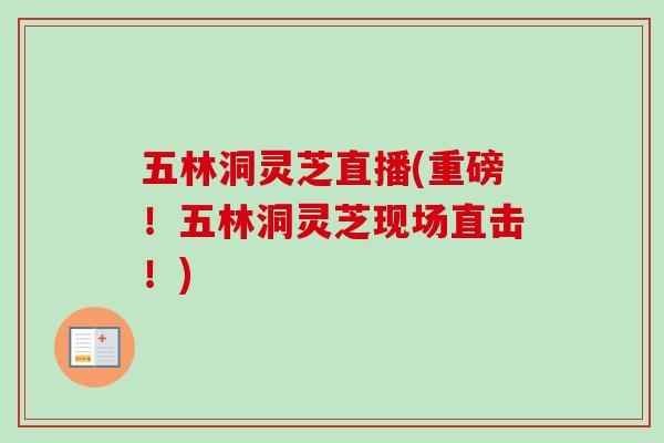 五林洞灵芝直播(重磅！五林洞灵芝现场直击！)