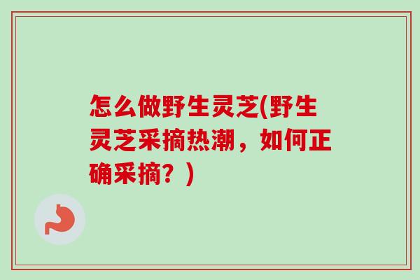 怎么做野生灵芝(野生灵芝采摘热潮，如何正确采摘？)