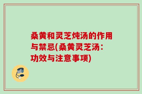 桑黄和灵芝炖汤的作用与禁忌(桑黄灵芝汤：功效与注意事项)