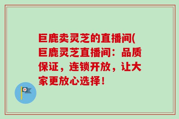 巨鹿卖灵芝的直播间(巨鹿灵芝直播间：品质保证，连锁开放，让大家更放心选择！