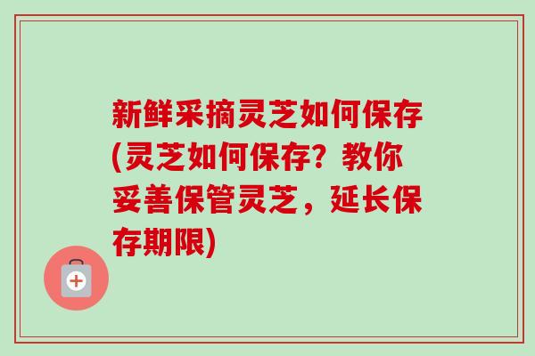 新鲜采摘灵芝如何保存(灵芝如何保存？教你妥善保管灵芝，延长保存期限)