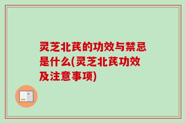 灵芝北芪的功效与禁忌是什么(灵芝北芪功效及注意事项)