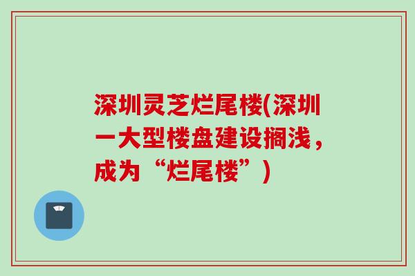 深圳灵芝烂尾楼(深圳一大型楼盘建设搁浅，成为“烂尾楼”)
