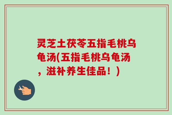 灵芝土茯苓五指毛桃乌龟汤(五指毛桃乌龟汤，滋补养生佳品！)