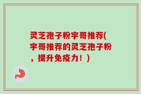 灵芝孢子粉宇哥推荐(宇哥推荐的灵芝孢子粉，提升免疫力！)