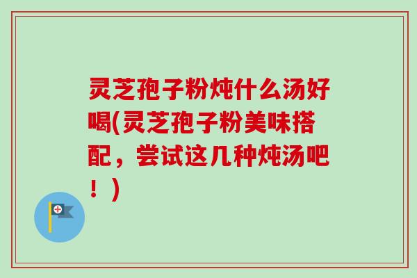 灵芝孢子粉炖什么汤好喝(灵芝孢子粉美味搭配，尝试这几种炖汤吧！)