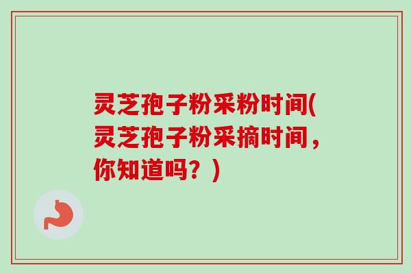 灵芝孢子粉采粉时间(灵芝孢子粉采摘时间，你知道吗？)