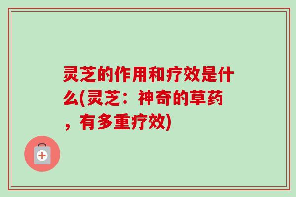 灵芝的作用和疗效是什么(灵芝：神奇的草药，有多重疗效)