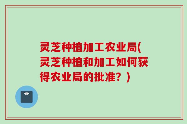 灵芝种植加工农业局(灵芝种植和加工如何获得农业局的批准？)