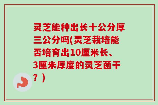 灵芝能种出长十公分厚三公分吗(灵芝栽培能否培育出10厘米长、3厘米厚度的灵芝菌干？)