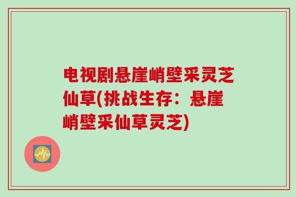电视剧悬崖峭壁采灵芝仙草(挑战生存：悬崖峭壁采仙草灵芝)