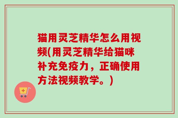 猫用灵芝精华怎么用视频(用灵芝精华给猫咪补充免疫力，正确使用方法视频教学。)