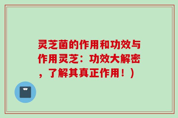 灵芝菌的作用和功效与作用灵芝：功效大解密，了解其真正作用！)