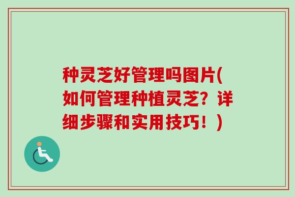 种灵芝好管理吗图片(如何管理种植灵芝？详细步骤和实用技巧！)