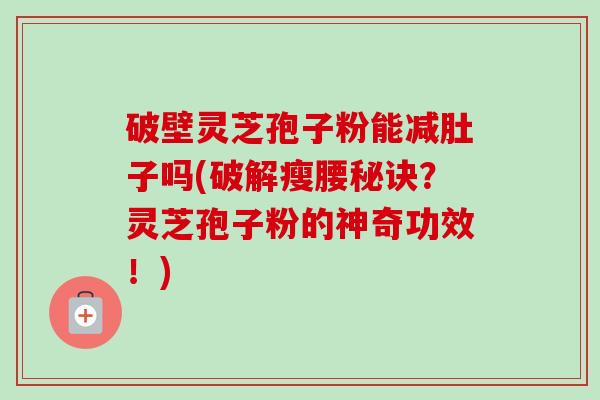 破壁灵芝孢子粉能减肚子吗(破解瘦腰秘诀？灵芝孢子粉的神奇功效！)