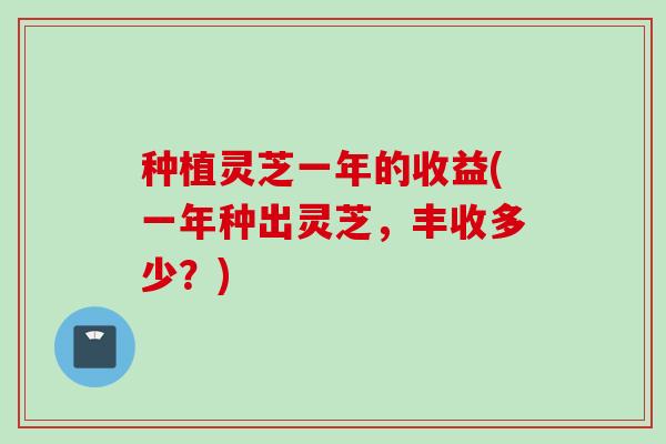种植灵芝一年的收益(一年种出灵芝，丰收多少？)