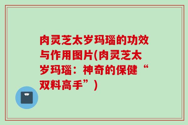肉灵芝太岁玛瑙的功效与作用图片(肉灵芝太岁玛瑙：神奇的保健“双料高手”)