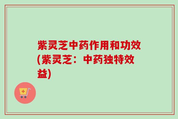 紫灵芝中药作用和功效(紫灵芝：中药独特效益)