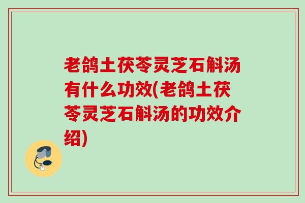 老鸽土茯苓灵芝石斛汤有什么功效(老鸽土茯苓灵芝石斛汤的功效介绍)