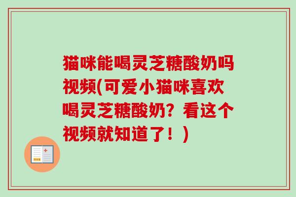 猫咪能喝灵芝糖酸奶吗视频(可爱小猫咪喜欢喝灵芝糖酸奶？看这个视频就知道了！)